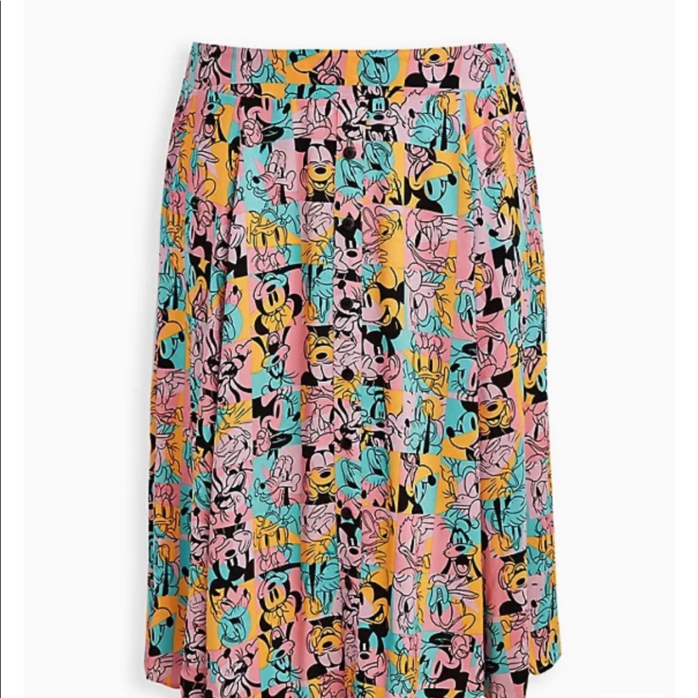 Plus size 3 SKIRT DISNEY MICKEY & FRIENDS RETRO BUTTON flared pink skirt